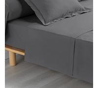 Suavidad Interior, Sábana Plana (180 x 290 cm) Percalina Antracita, Percal de Algodón