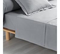 Suavidad Interior, Sábana Plana (180 x 290 cm) Percalina Gris, Percal de Algodón