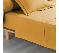 Suavidad Interior, Sábana Plana (180 x 290 cm) Percaline Ocre, Percal de Algodón