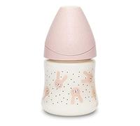 Suavinex 306676 Biberón de poliamida con tetina redonda de silicona flujo lento, Hygge Color rosa - 150 ml - 80 g