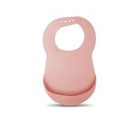 SUAVINEX, Babero de Silicona Impermeable y Flexible, Enrollable, con Cuello Ajustable y Bolsillo Recoge-Migas, Fácil de Limpiar, Apto Lavavajillas, +4 Meses, Rosa