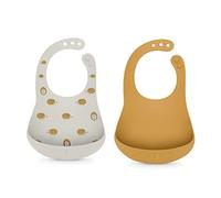 Suavinex, Babero de Silicona Impermeable y Flexible, Enrollable, con Cuello Ajustable y Bolsillo Recoge-Migas, Fácil de Limpiar, Apto Lavavajillas, +4 Meses