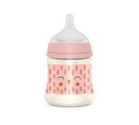 Suavinex Biberón 150 ml Con Tetina Fisiológica SX Pro de Silicona, Válvula Anticólico, Flujo Lento (S) Para Bebés +0 Meses, Bonhomia Rosa