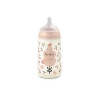 Suavinex, Biberón Anticólico de 270 ml con Tetina Fisiológica SX Pro de Silicona, de Flujo Medio (M), para Líquidos Densidad Media, Leche, Zumos o Agua. Bebés +3 Meses. Birdies, Rosa