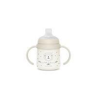 SUAVINEX, Biberón Asas, Brilla en la Oscuridad, +6 Meses, WildFree Gris | Vaso Aprendizaje Bebé, Taza Antiderrame, con Boquilla Blandita de Silicona, con Válvula Anticólico, Ideal Uso Noche