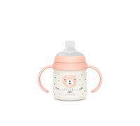 SUAVINEX, Biberón Asas, Brilla en la Oscuridad, +6 Meses, WildFree Rosa | Vaso Aprendizaje Bebé, Taza Antiderrame, con Boquilla Blandita de Silicona, con Válvula Anticólico, Ideal Uso Noche