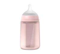 Suavinex, Biberón con Botella de Silicona de 240 ml, con Tetina Fisiológica SX Pro de Silicona, con válvula Anticólico, Biberón de Flujo Medio (M). Para Bebés +3 Meses. Colour Essence, Rosewater