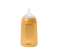 Suavinex, Biberón con Botella de Silicona de 240 ml, con Tetina Fisiológica SX Pro de Silicona, con válvula Anticólico, Biberón de Flujo Medio (M). Para Bebés +3 Meses. Colour Essence, Mostaza