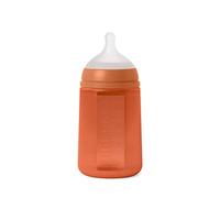 Suavinex, Biberón con Botella de Silicona de 240 ml, con Tetina Fisiológica SX Pro de Silicona, con válvula Anticólico, Biberón de Flujo Medio (M). Para Bebés +3 Meses. Colour Essence, Teja
