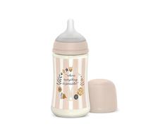 Suavinex, Biberón de 270 ml, con Tetina Fisiológica SX Pro de Silicona, con válvula Anticólico. Biberón con Tetina de Flujo Medio (M). Para Bebés +3 Meses. Wonderland, Rosa