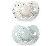 Suavinex, Pack de 2 Chupetes para Bebés 0/6 Meses y Recién Nacidos, con Tetina Fisiológica de Silicona SX Pro Simétrica, Plana y Flexible, Respeta el Desarrollo Bucodental, Birdies Verde