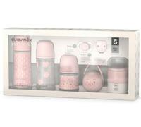 Suavinex Bonhomia Set Biberones + Chupete 0-6m + Dosificador + Portachupetes + Broche Rosa