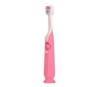 Suavinex, Cepillo de Dientes Infantil, para Bebés y Niños de 2 a 6 Años, Cerdas Suaves en Forma de Óvalo, Ideal Molares, Mango Ergonómico y Antideslizante, Ventosa en la Base, Raspador Lingual, Rosa