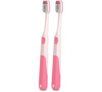 Suavinex, Cepillo de Dientes Infantil, para Niños y Niñas +6 Años, Cerdas Suaves en Zig Zag, Ideal Molares, Dientes de Leche y Definitivos, Mango Ergonómico y Antideslizante, Raspador Lingual, Rosa