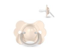 Suavinex, Chupete para Bebés 0/6 Meses y Recién Nacidos, con Tetina Fisiológica de Silicona SX Pro, Simétrica, Plana y Flexible, Respeta el Desarrollo Bucodental, con Anilla, Wonder Beige Liso
