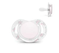 Suavinex, Chupete para Bebés 0/6 Meses y Recién Nacidos, Tetina Fisiológica de Silicona SX Pro, Plana, Simétrica y Flexible, Respeta el Desarrollo Bucodental, Escudo Transparente, Poetry Rosa