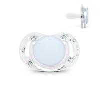 Suavinex, Chupete para Bebés 0/6 Meses y Recién Nacidos, Tetina Fisiológica de Silicona SX Pro, Plana, Simétrica y Flexible, Respeta el Desarrollo Bucodental, Escudo Transparente, Poetry Azul