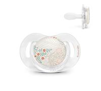 Suavinex, Chupete para Bebés +18 Meses, Tetina Fisiológica de Silicona SX Pro, Plana, Simétrica y Flexible, Respeta el Desarrollo Bucodental, con Anilla, Escudo Transparente, Poetry Verde