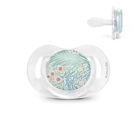 Suavinex, Chupete para Bebés +18 Meses, Tetina Fisiológica de Silicona SX Pro, Plana, Simétrica y Flexible, Respeta el Desarrollo Bucodental, con Anilla, Escudo Transparente, Poetry Azul