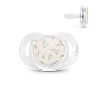 Suavinex, Chupete para Bebés 6/18 Meses, Tetina Fisiológica de Silicona SX Pro, Plana, Simétrica y Flexible, Respeta el Desarrollo Bucodental, con Anilla, Escudo Transparente, Poetry Verde