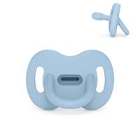 Suavinex, Chupete Todo Silicona, Bebé 0/6 Meses, Recién Nacido, Azul Soft | Con Tetina Fisiológica SX Pro, Simétrica, Plana y Flexible, Respeta el Desarrollo Bucodental, Muy Blandito, No Deja Marcas