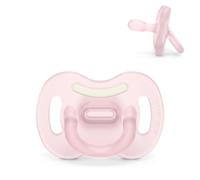 Suavinex, Chupete Todo Silicona, Bebé 0/6 Meses y Recién Nacido, Rosa | Brilla en la Oscuridad, Ideal Noche, Tetina Fisiológica SX Pro, Simétrica, Plana y Flexible, Respeta el Desarrollo Bucodental