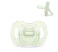 Suavinex, Chupete Todo Silicona, Bebé 0/6 Meses y Recién Nacido, Verde | Brilla en la Oscuridad, Ideal Noche, Tetina Fisiológica SX Pro, Simétrica, Plana y Flexible, Respeta el Desarrollo Bucodental