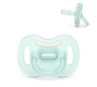Suavinex, Chupete Todo Silicona, para Bebés 6/18 Meses, Azul | Brilla en la Oscuridad, Ideal Noche, Tetina Fisiológica SX Pro, Simétrica, Plana y Flexible, Respeta el Desarrollo Bucodental