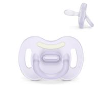 Suavinex, Chupete Todo Silicona, para Bebés 6/18 Meses, Lila | Brilla en la Oscuridad, Ideal Noche, Tetina Fisiológica SX Pro, Simétrica, Plana y Flexible, Respeta el Desarrollo Bucodental