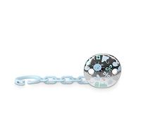 SUAVINEX Clip para chupetes para bebés + 0 meses, efecto metalizado plateado, azul (307221)