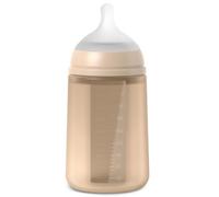 Suavinex, Biberón con Botella de Silicona de 240 ml, con Tetina Fisiológica SX Pro de Silicona, con válvula Anticólico, Biberón de Flujo Medio (M). Para Bebés +3 Meses. Colour Essence, Irish Cream