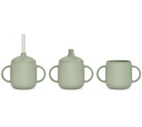 Suavinex, Vaso Aprendizaje de Bebé 3 en 1: Vaso con Boquilla + Vaso con Pajita + Taza, Vaso Antiderrame de Silicona, con Asas, Apto Lavavajillas y Microondas, Taza para Bebés +6 Meses, Verde