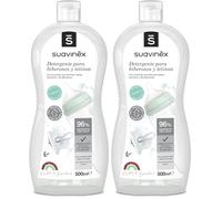 Suavinex, Detergente para Biberones y Tetinas. Limpia biberones, tetinas, chupetes y accesorios. Sin perfume. No deja residuos. Textura Gel. 82% Ingredientes de Origen Natural. 500 ml (Paquete de 2)