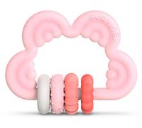 Suavinex, Mordedor de Silicona para Bebés +0 Meses. Anillo de Dentición Flexible y Ligero. Diseño Arcoiris. Color Rosa