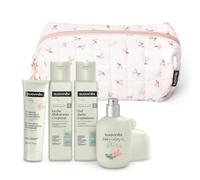 Suavinex, Neceser Bebé, Canastilla Recién Nacido con Cosmética Pediátrica | Set Regalo con Colonia Bebés 50 ml + Leche Hidratante 100 ml + Gel Baño 100 ml + Pomada Pañal 30 ml, Formato Viaje, Rosa
