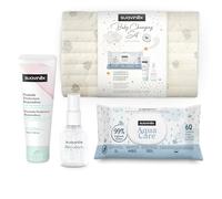 Suavinex, Neceser Pañalera para Bebés con: Pomada Protectora Reparadora 75 ml + Toallitas Aqua Care 60 uds + Baby Cologne 50 ml + Portatoallitas y Pañales. Regalo Recién Nacido, Beige, Dreams