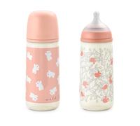 Suavinex, Pack 2 Biberones con Tetina SX Pro Flujo Denso (L), 360 ml, Rosa | Anticólicos, Tetina Fisiológica de Silicona, para Líquidos Densos, Apto Papillas Líquidas, de Boca Ancha, Bebés +6 Meses