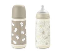 Suavinex, Pack 2 Biberones, Tetina SX Pro Flujo Denso (L), 360 ml, Beige | Anticólicos, Tetina Fisiológica de Silicona, para Líquidos Densos, Apto Papillas Líquidas, de Boca Ancha, Bebés +6 Meses