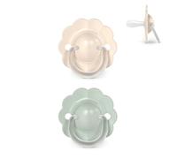 Suavinex, Pack 2 Chupetes Bebés 0/6 Meses y Recién Nacidos, con Tetina Fisiológica de Silicona SX Pro, Simétrica, Plana y Flexible, Respeta el Desarrollo Bucodental, con Anilla, Wonder Beige + Verde