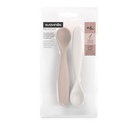 Suavinex, Pack 2 Cucharas para Bebés de Aprendizaje. Cucharas Infantiles. Aptas Encías Sensibles. Con Mango Largo. Ideal Papillas y Potitos. Aptas Lavavajillas. Ergonómicas. Bebés +6 Meses, Rosa