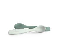 Suavinex, Pack 2 Cucharas para Bebés de Aprendizaje. Cucharas Infantiles. Aptas Encías Sensibles. Con Mango Largo. Ideal Papillas y Potitos. Aptas Lavavajillas. Ergonómicas. Bebés +6 Meses, Verde