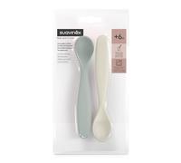 Suavinex, Pack 2 Cucharas para Bebés de Aprendizaje. Cucharas Infantiles. Aptas Encías Sensibles. Con Mango Largo. Ideal Papillas y Potitos. Aptas Lavavajillas. Ergonómicas. Bebés +6 Meses, Verde