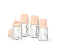 Suavinex, Pack 4 Biberón Anticólico Zero Zero 270 ml con Tetina de Flujo Medio (M) de Silicona, Bebés +3 Meses, Leche Materna, de Fórmula y Líquidos Densidad Media, Compatible Lactancia, Fair