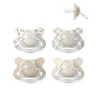 Suavinex, Pack 4 Chupetes Bebés Recién Nacidos, Talla Especial Mini -2/2 Meses, Tetina Fisiológica de Silicona SX Pro Simétrica y Flexible, Respeta el Desarrollo Bucodental, Birdies, Wild&Free, Beige