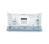 Suavinex, Pack 60 Toallitas Bebé Aqua Care, Húmedas 99% Agua | 0% Alcohol y Perfumes, 100% Fibra Vegetal, Hidratan y Protegen, Aptas para Pieles Ultrasensibles y Bebés Recién Nacidos