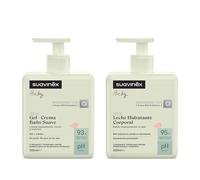 Suavinex, Pack Bebé con Gel Champú Suave para Piel y Cabello, Sin Jabón + Crema Hidratante Corporal, Apto Pieles Sensibles y Recién Nacidos, 93-95% Ingredientes Origen Natural, Testado, 2 x 500 ml
