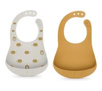 Suavinex, Babero de Silicona Impermeable y Flexible, Enrollable, con Cuello Ajustable y Bolsillo Recoge-Migas, Fácil de Limpiar, Apto Lavavajillas, +4 Meses