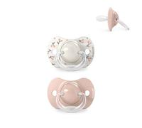 Suavinex, Pack de 2 Chupetes para Bebés 0/6 Meses y Recién Nacidos, con Tetina Fisiológica de Silicona SX Pro Simétrica, Plana y Flexible, Respeta el Desarrollo Bucodental, Birdies Rosa