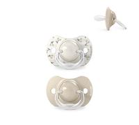 Suavinex, Pack de 2 Chupetes para Bebés 0/6 Meses y Recién Nacidos, con Tetina Fisiológica de Silicona SX Pro Simétrica, Plana y Flexible, Respeta el Desarrollo Bucodental, Birdies Beige