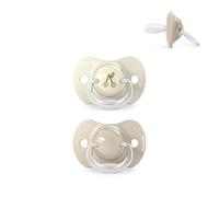 Suavinex, Pack de 2 Chupetes para Bebés +18 Meses, con Tetina Fisiológica de Silicona SX Pro Simétrica, Plana y Flexible, Respeta el Desarrollo Bucodental, Birdies Beige